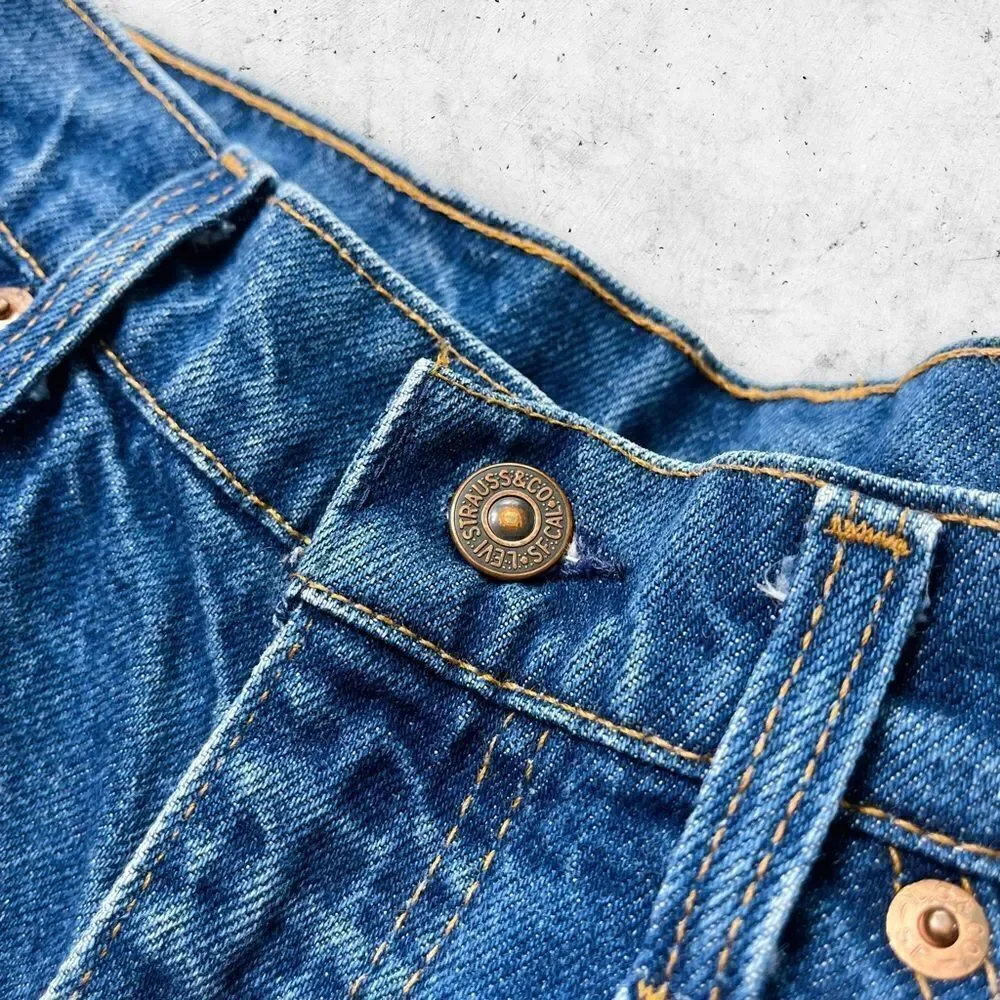 Vtg 80s 90s Levi's 517 Orange Tab Crop Jeans, Made in USA, Dark, Crisp, 34 x 25